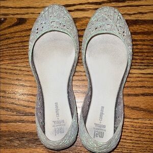 Melissa Mini Girls Campana Papel zigzag Glitter shoes size 3 EUC